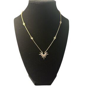 Gold Sunburst CZ Pendant Necklace | Dainty Layering Necklace